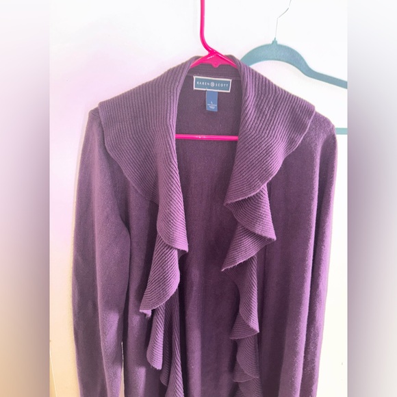 Slightly Used: Karen Scott Purple Cardigan (Women’s L) - Picture 1 of 7